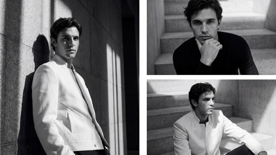 Menswear AI campaign and lookbook production by award winning designers for brands — tailoring editorial by LOOM Studio