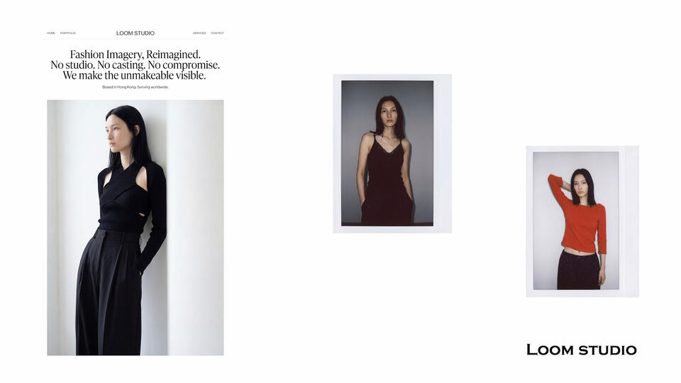 Campaign and digital casting production service for fashion brands by award winning designers, powered by AI — studio lookbook, LOOM Studio